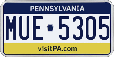 PA license plate MUE5305