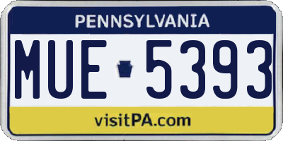 PA license plate MUE5393