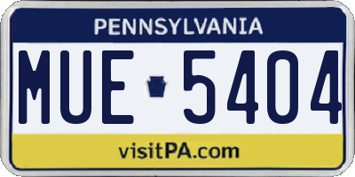 PA license plate MUE5404