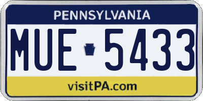 PA license plate MUE5433