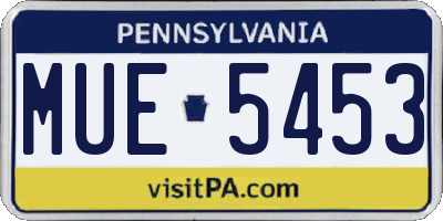 PA license plate MUE5453