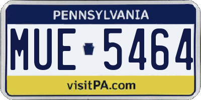 PA license plate MUE5464