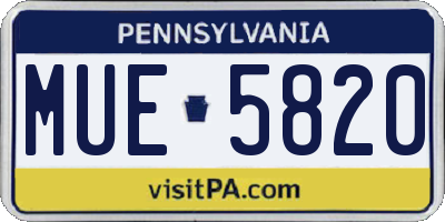 PA license plate MUE5820