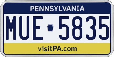 PA license plate MUE5835