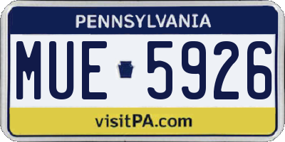 PA license plate MUE5926