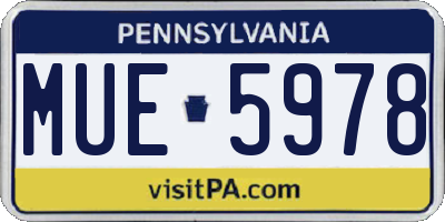 PA license plate MUE5978