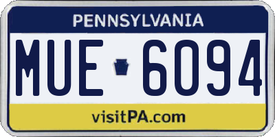 PA license plate MUE6094