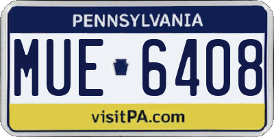 PA license plate MUE6408