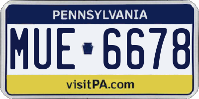 PA license plate MUE6678