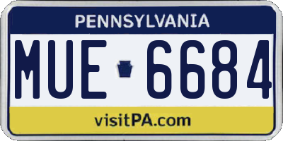 PA license plate MUE6684