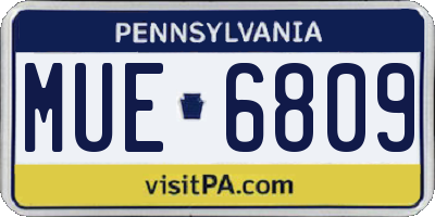 PA license plate MUE6809