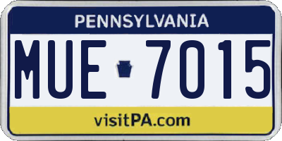 PA license plate MUE7015