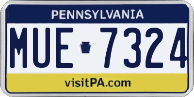 PA license plate MUE7324