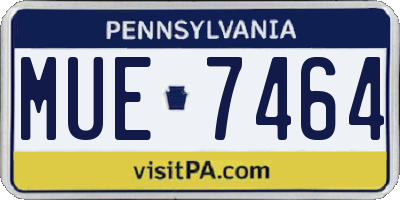 PA license plate MUE7464