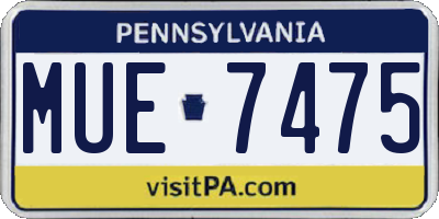 PA license plate MUE7475
