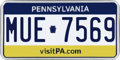 PA license plate MUE7569