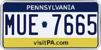 PA license plate MUE7665