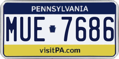 PA license plate MUE7686