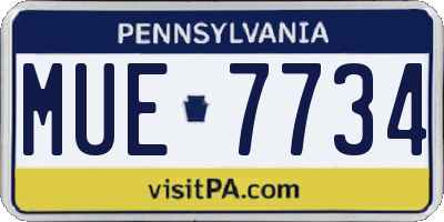 PA license plate MUE7734