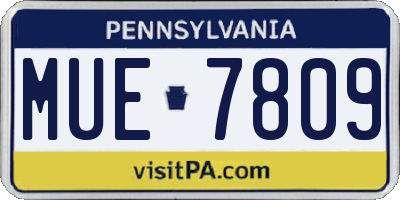 PA license plate MUE7809
