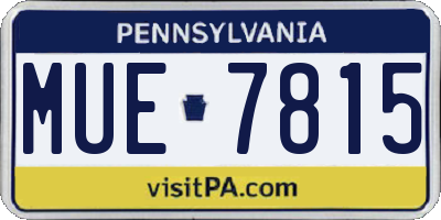 PA license plate MUE7815