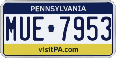 PA license plate MUE7953