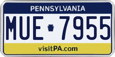 PA license plate MUE7955