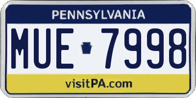 PA license plate MUE7998