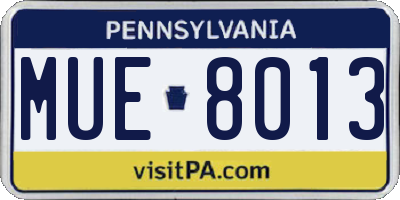 PA license plate MUE8013