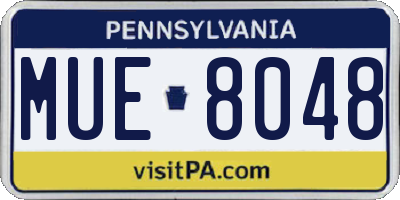PA license plate MUE8048