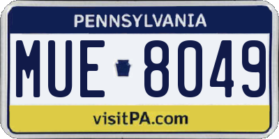 PA license plate MUE8049
