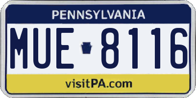 PA license plate MUE8116