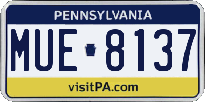 PA license plate MUE8137