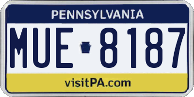 PA license plate MUE8187