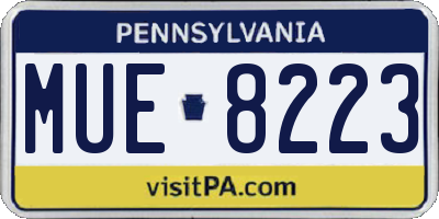 PA license plate MUE8223