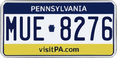 PA license plate MUE8276