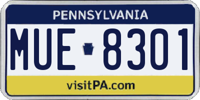 PA license plate MUE8301