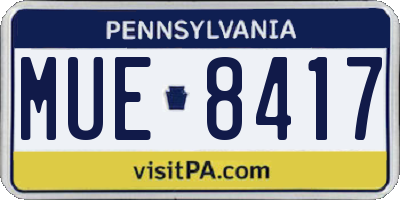 PA license plate MUE8417