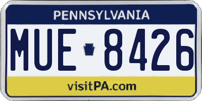PA license plate MUE8426