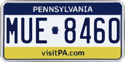 PA license plate MUE8460