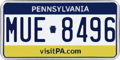 PA license plate MUE8496