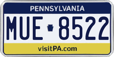 PA license plate MUE8522