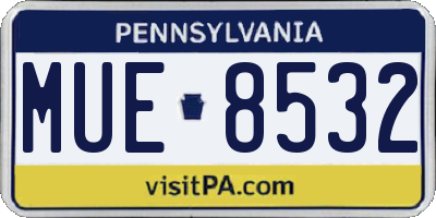 PA license plate MUE8532