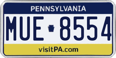 PA license plate MUE8554
