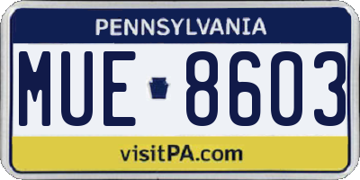 PA license plate MUE8603