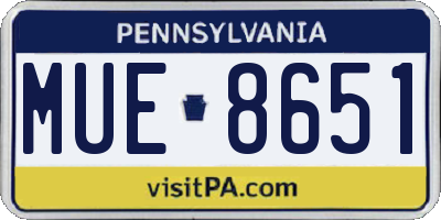 PA license plate MUE8651