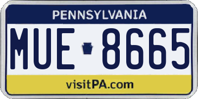 PA license plate MUE8665