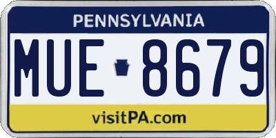 PA license plate MUE8679