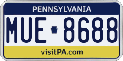 PA license plate MUE8688