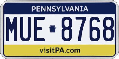 PA license plate MUE8768